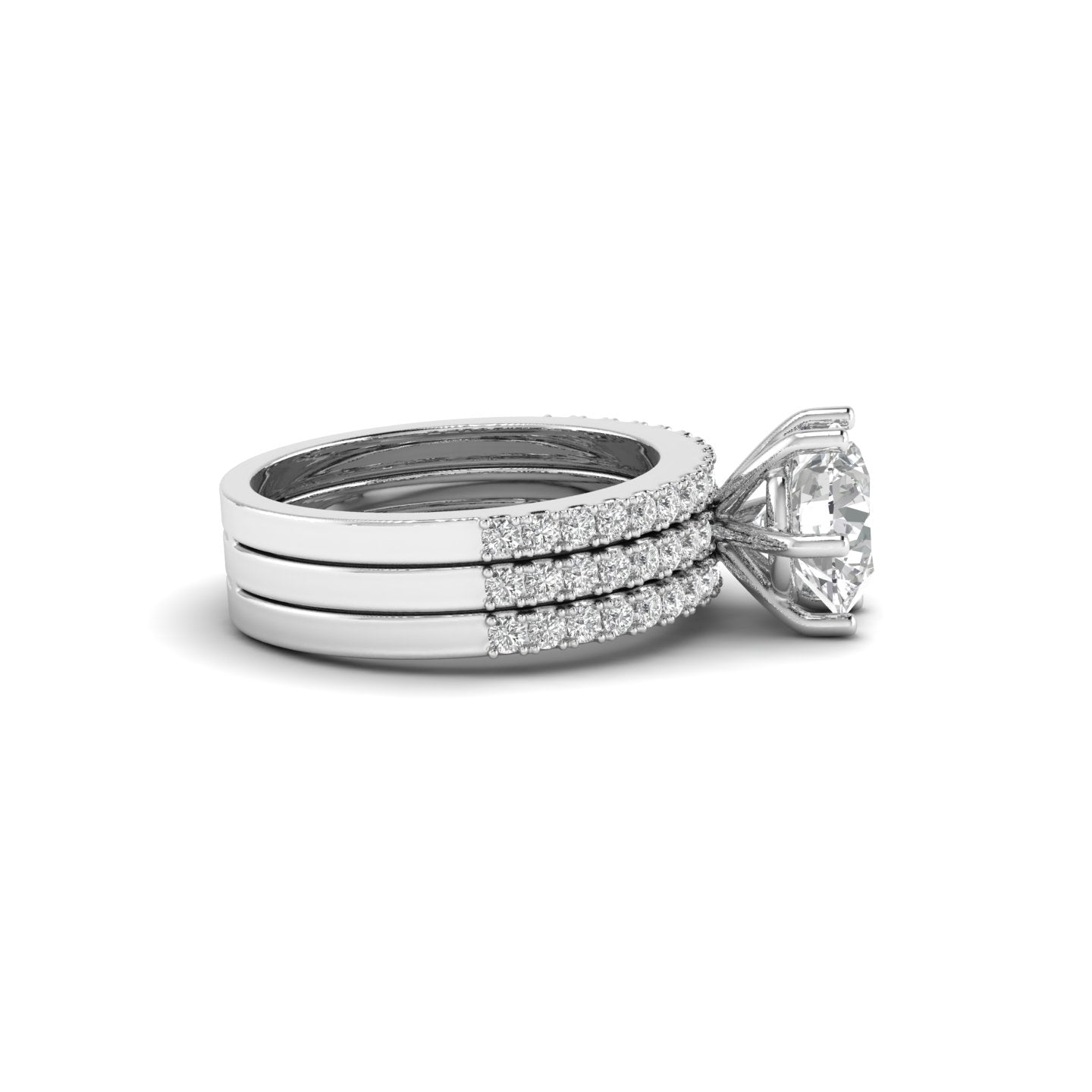 White Gold Studded 2.7 Carat Lab Grown Diamond Ring-F Color VS2 Clarity.